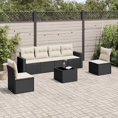 vidaXL Garden Sofa Set Black, Cream White