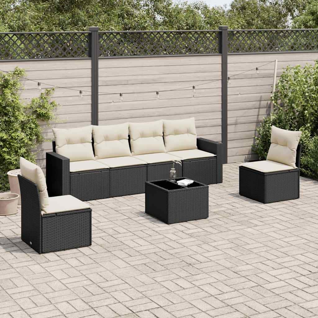 vidaXL Garden Sofa Set Black, Cream White