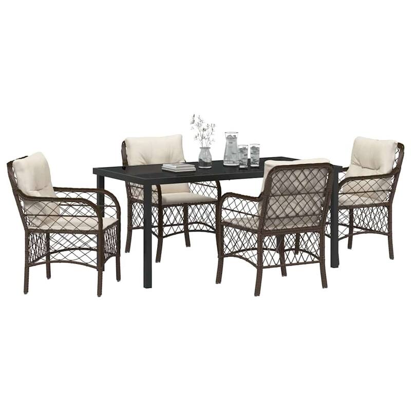 vidaXL Garden Dining Set with Cushion Poly Rattan