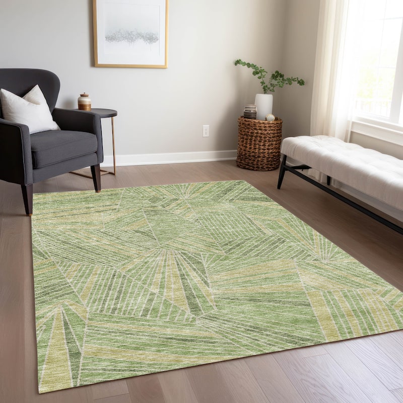 Machine Washable Indoor/ Outdoor Chantille Modern Mosaic Rug