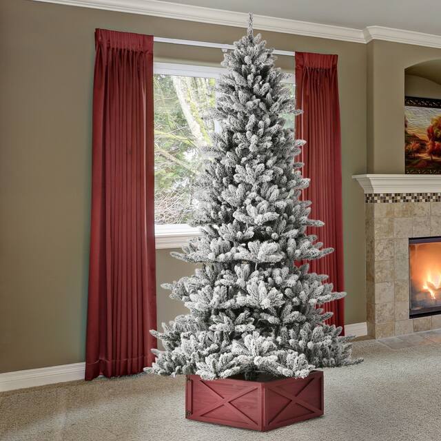 Glitzhome Snow Flocked Pre-lit Fir Christmas Tree
