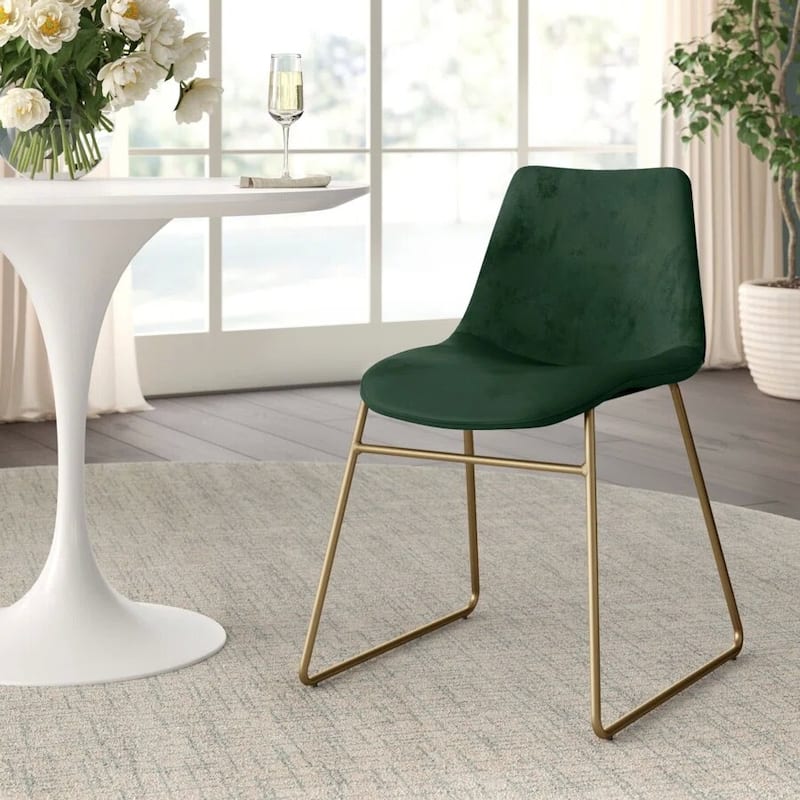 Homylin Batassel Velvet Dining Chairs, Upholstered Reception Chairs, with Metal Legs for Home Kitchen, Living Room(set of 2)