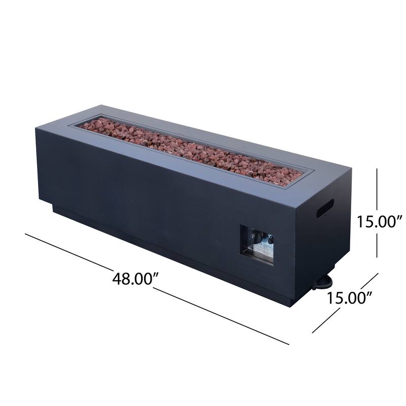 Wellington Outdoor Rectangular Iron Fire Pit with Lava Rocks by Christopher Knight Home