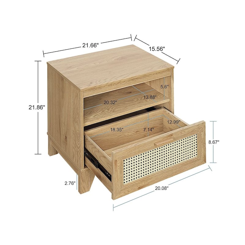 Manhattan Comfort Sheridan Modern Cane Nightstand Set of 2
