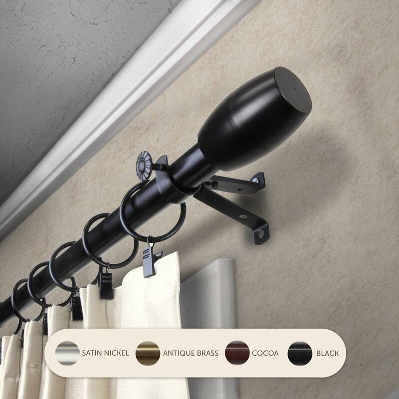 InStyleDesign Diego Adjustable Black Curtain Rod - 28 to 48 inches - Black