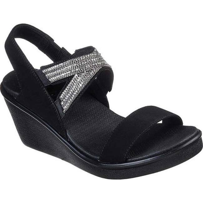 black wedge skechers sandals