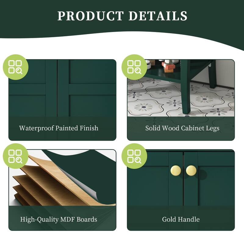 24'' Bathroom Vanity with Top Sink, Modern Bathroom Storage Cabinet with 2 Doors, Single Sink Bathroom Vanity,Green