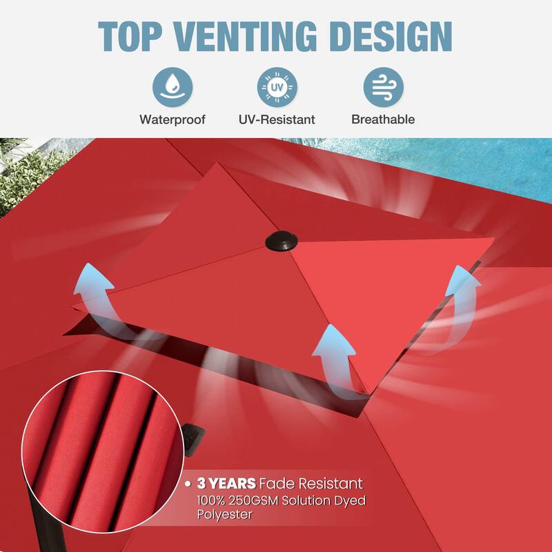 VredHom 9X11FT Outdoor Dual Wind Vent Offset Cantilever Patio Umbrella