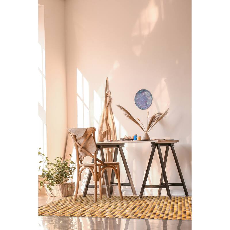 ECARPETGALLERY Handmade Cowhide Patchwork Orange Leather Rug - 5'0 x 7'11