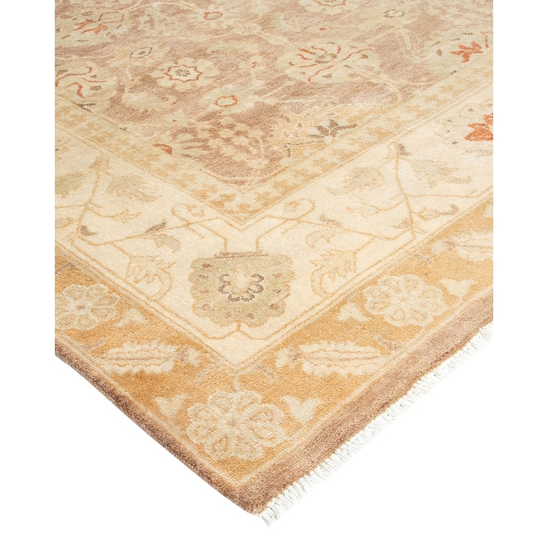 Overton Hand Knotted Wool Traditional Oriental Brown Area Rug - 5' x 8'