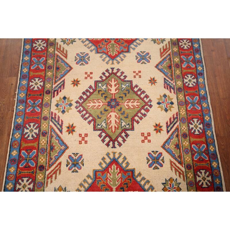Handmade Kazak Oriental Accent Rug Handmade Wool Carpet - 3'2" x 5'1"