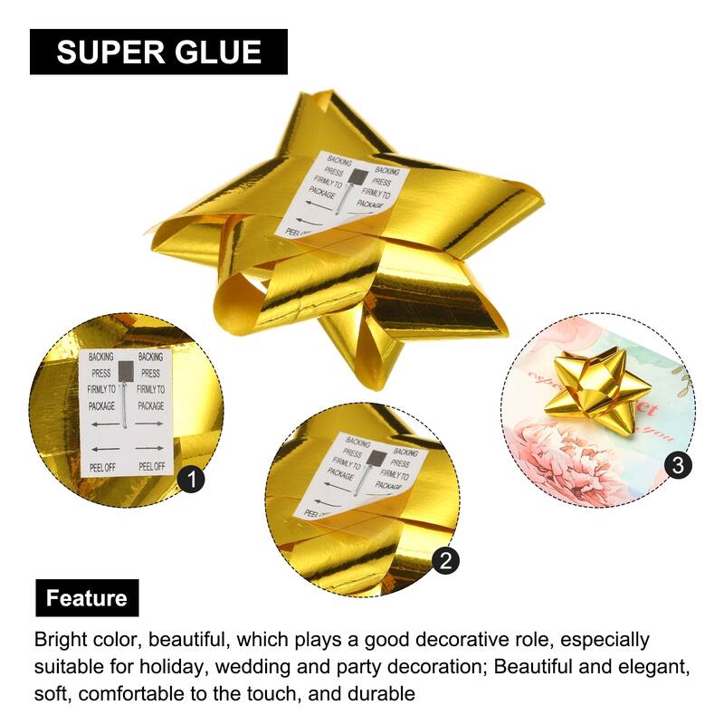 36pcs 3" Mini Star Gift Bows Metallic Christmas Bows for Gift Wrapping