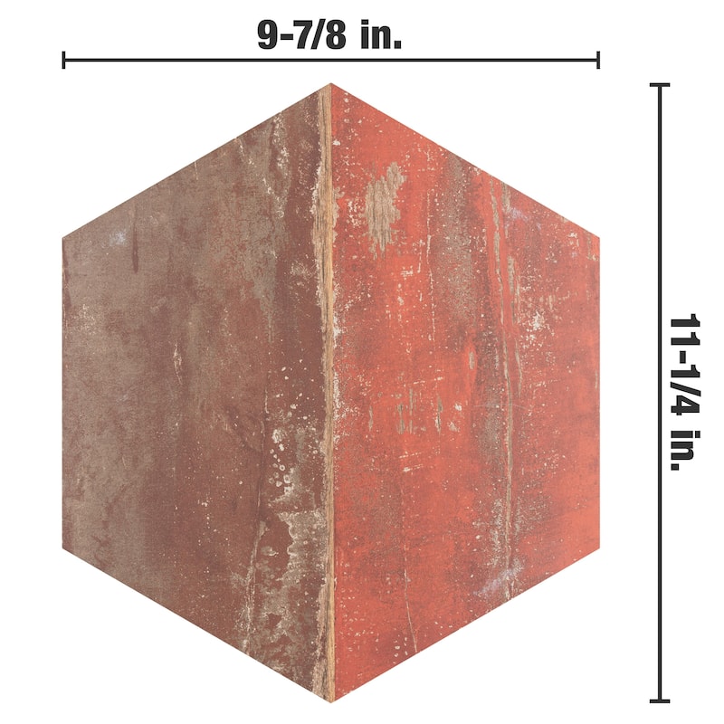 Merola Tile Karacter Hex Vintage 9-7/8" x 11-1/4" Porcelain Floor and Wall Tile