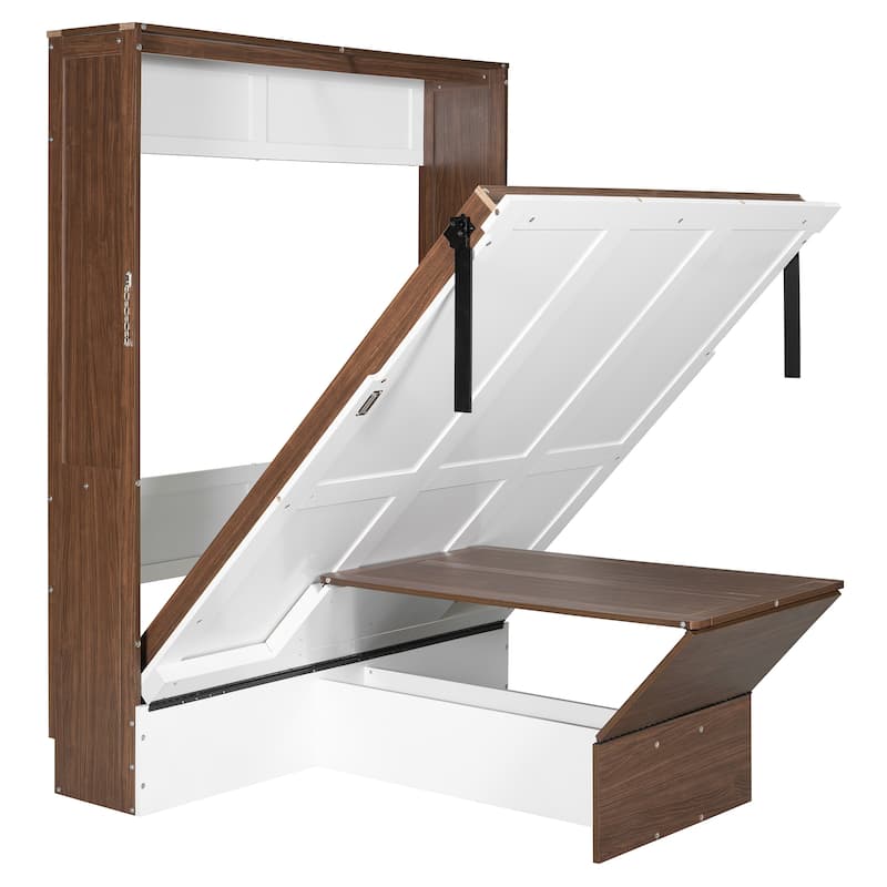 Full Size Murphy Bed with Foldable Desk by Harper&Bright Designs
