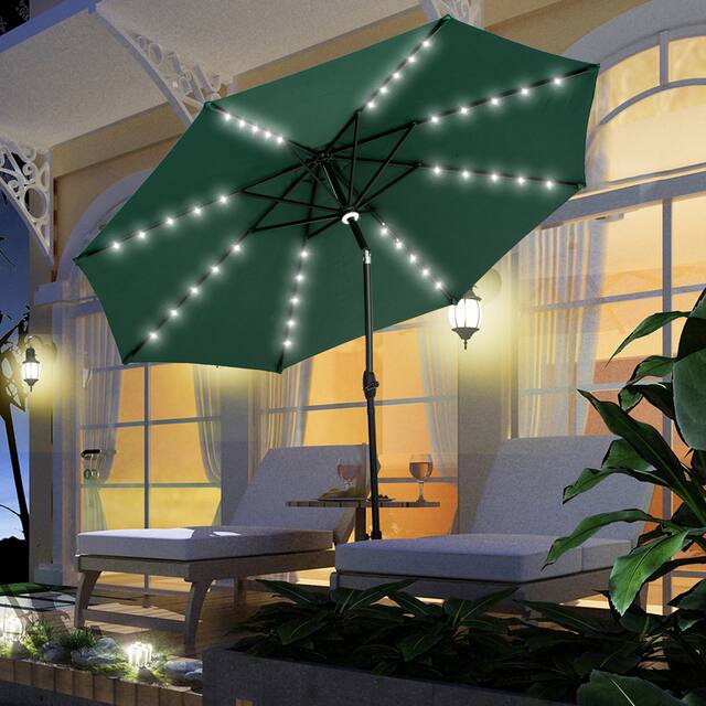 Ainfox 10ft Patio Umbrella with Lights Outdoor Solar Umbrella - Green