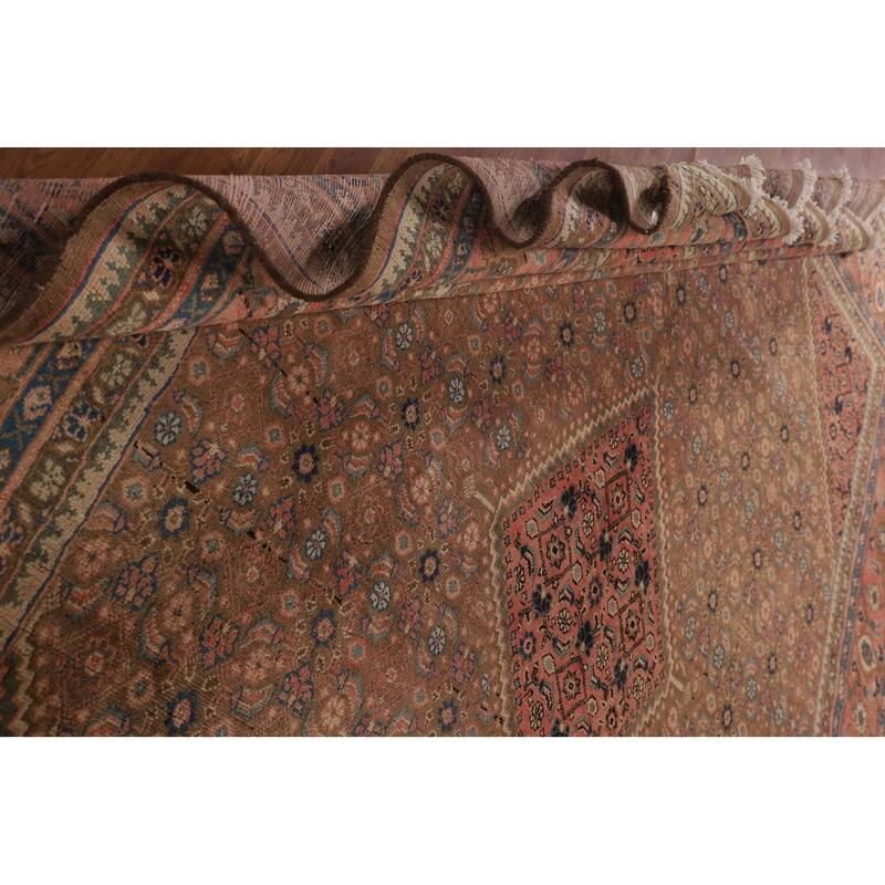 Brown & Pink Mahal Persian Vintage Rug Handmade Wool Carpet - 9'11"x 12'10"