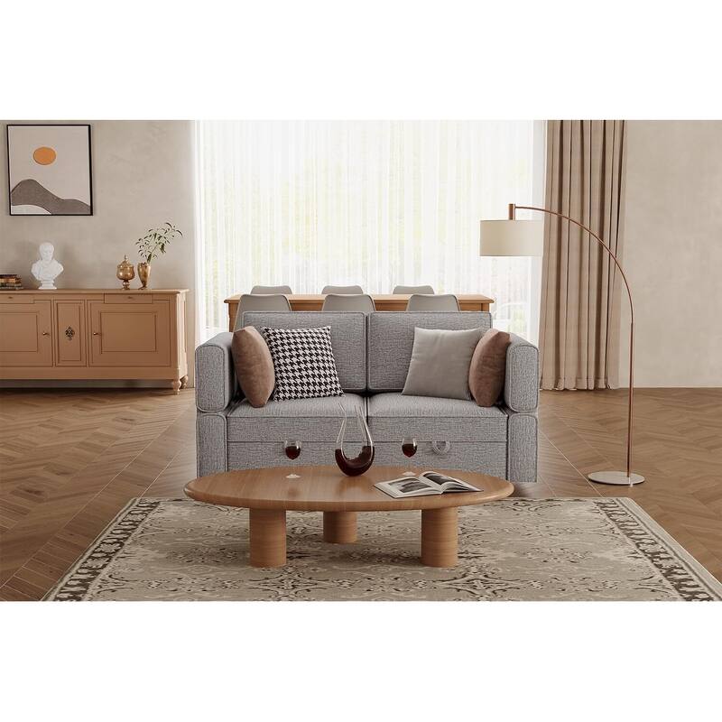 Loveseat Sofa with Storage Seat - Grey 1