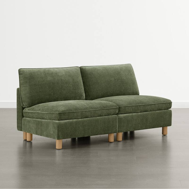 Spruce & Spring Modular Cloud Couch Sofa with Wood Legs for Living Room