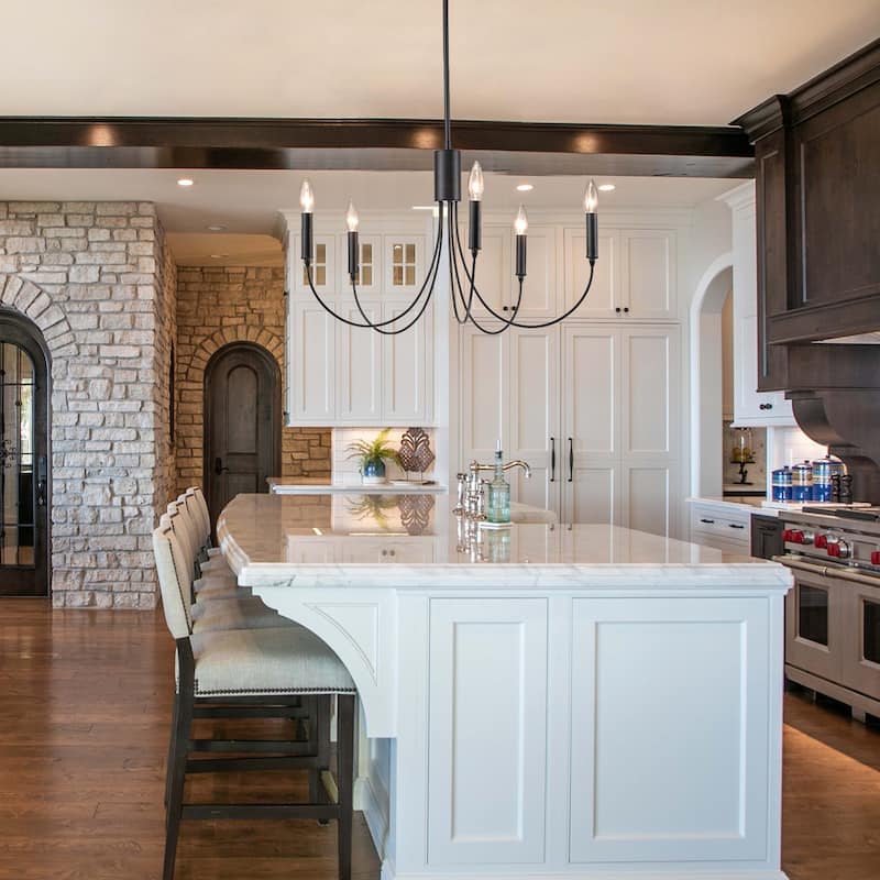 5-Light Farmhouse Round Large Candle Chandelier for Dining Room Lighting