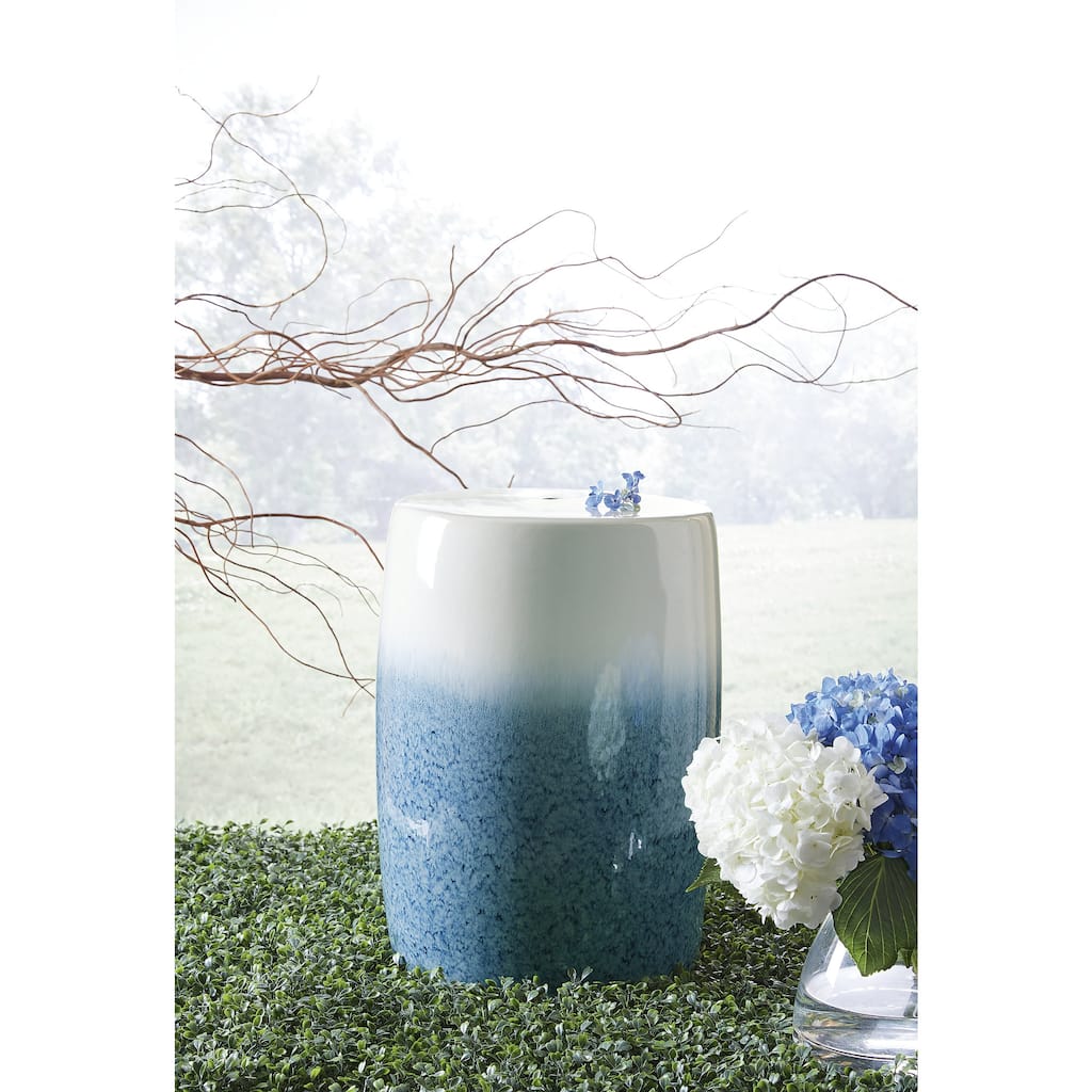 Signature Design by Ashley Ikegrove White/Blue Stool - 13"W x 13"D x 18"H