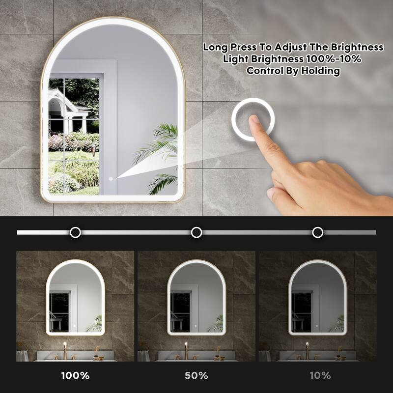24/28''W X 36''H Wall Mounted Bathroom Framed LED Mirror With Memory Function,Anti-fog,Dimmable