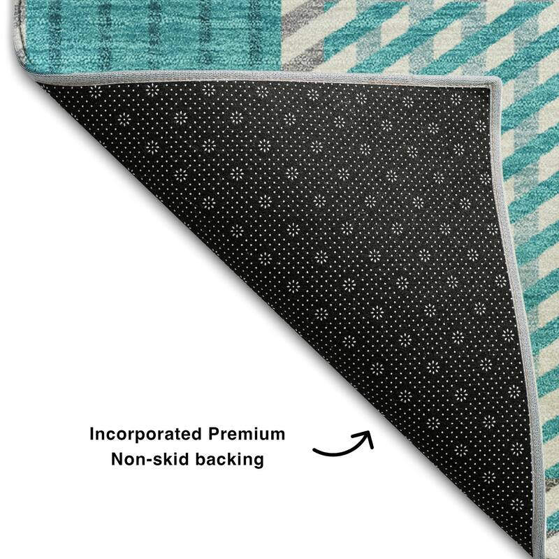 Premium Washable Super Soft Modern Plaid Mayfield Rug