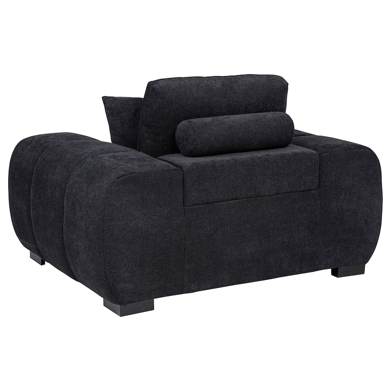 Octavia Fabric Upholstered Track Arm Accent Chair Black - 54.75" x 41.75" x 35.5"