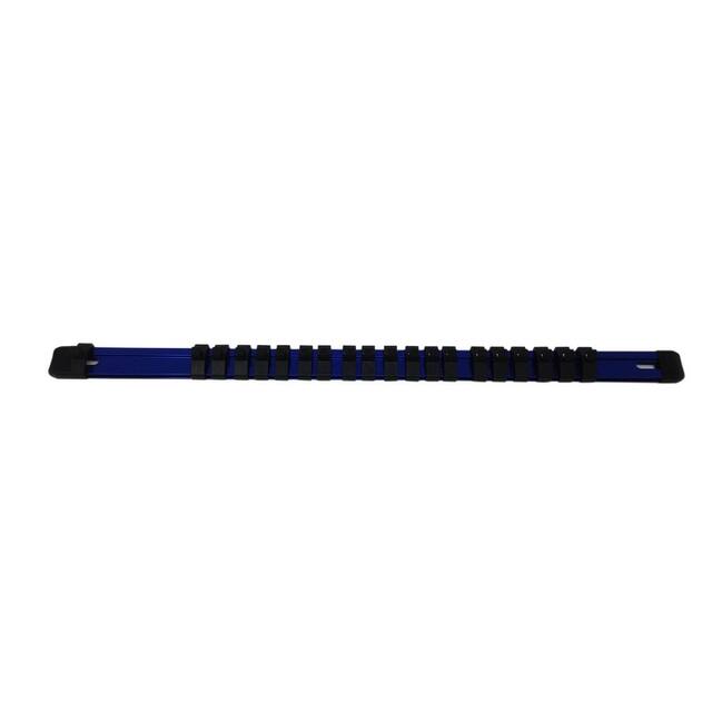 Industro 3Pcs Aluminum Socket Holder Organizer Tray -Blue/Black, 1/4" Drivex20 Clips, 3/8" Drivex17 Clips, 1/2" Drivex14 Clips