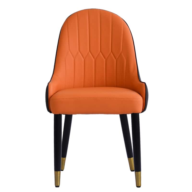 Modern PU Leather Set of 2 Dining Chairs with Metal Legs