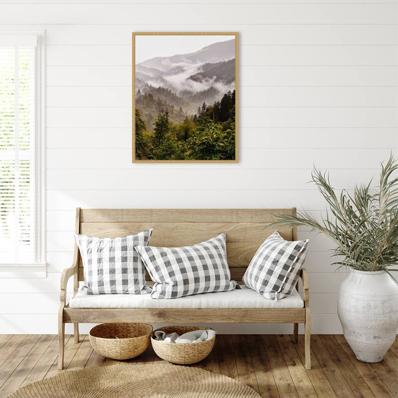 Great Smoky Mountains by Del Mundo Imagery Framed Canvas Wall Art Print - Sylvie Bright Gold