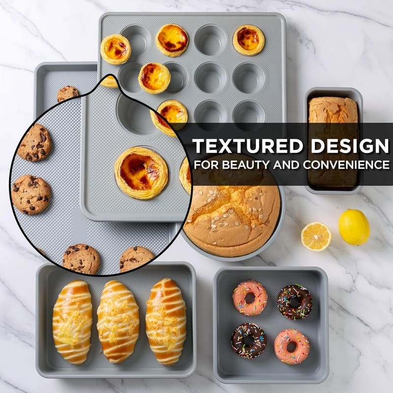 Country Kitchen Nonstick Heavy Duty Stackable Bakeware Set - Durable, Easy Release Baking Set, 6 Pcs