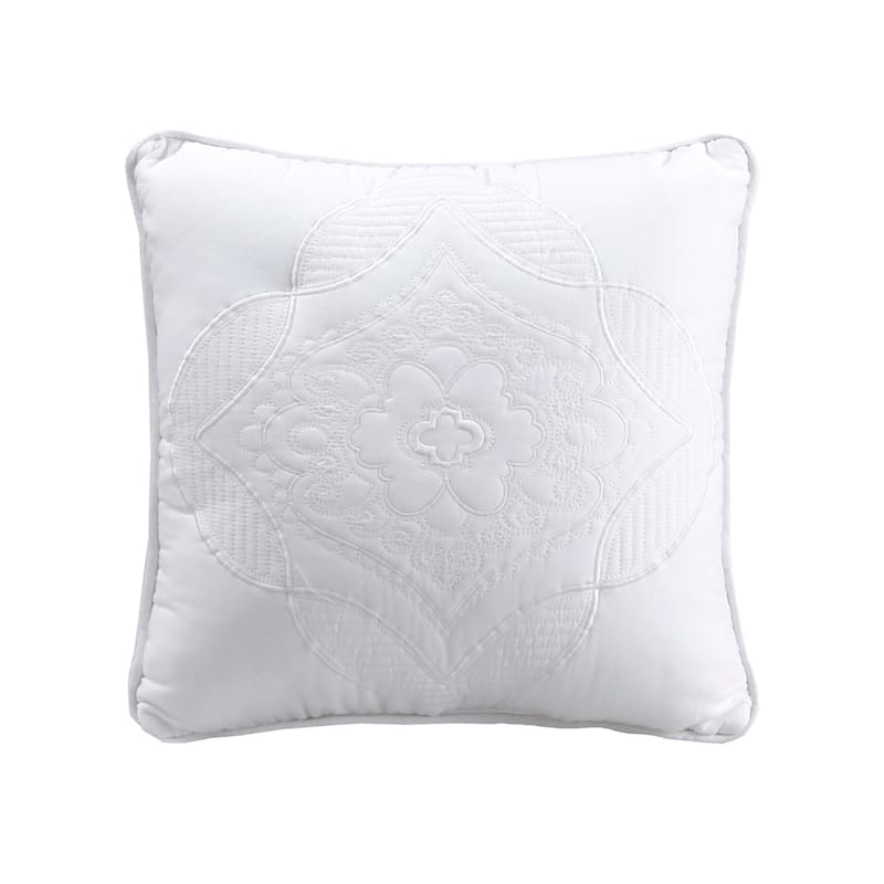 Cozy Line Solid White Chic Brocade Matelasse Medallion Floral 6 Piece Microfiber Daybed Quilt Bedding Set