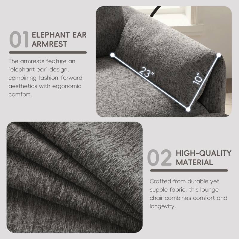 Single Sofa with Storage Ottoman, Lounge Chair with Phone Holder, USB Charger & Side Pockets, Comfy Chenille Reading Armchair
