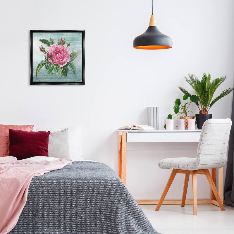 Stupell Pink Dahlia over Rustic Framed Floater Canvas Wall Art Design By Susan Arnot