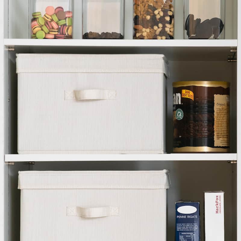 2-Pack Closet Storage Bin with Lid and Handle, Large Fabric Storage Box for Clothes, Towels, Toys, Shoes