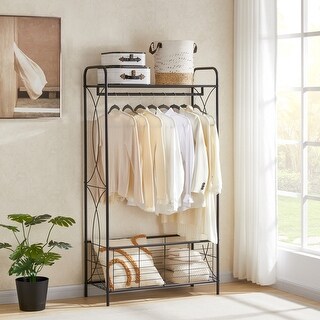 Wire Robe Rack Open-Style Wardrobe Hanging Metal Wire Garment Rack with Mesh Storage ...