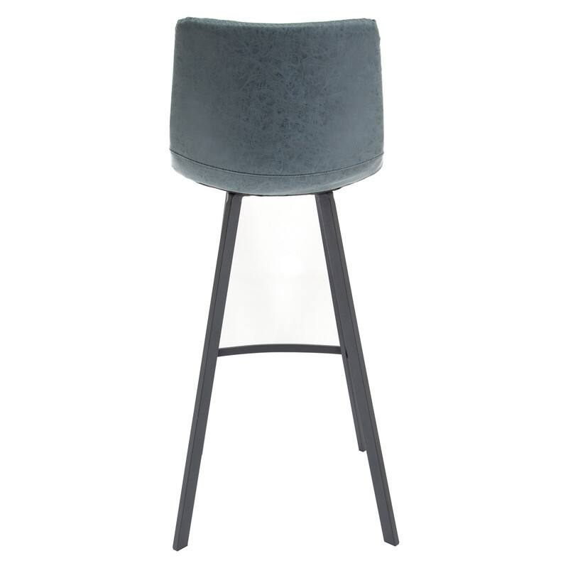 Elland Modern Upholstered Leather Bar Stool with Stainless Steel Legs, Curve Padded Seat, Built-in Footrest, and Plastic Glides