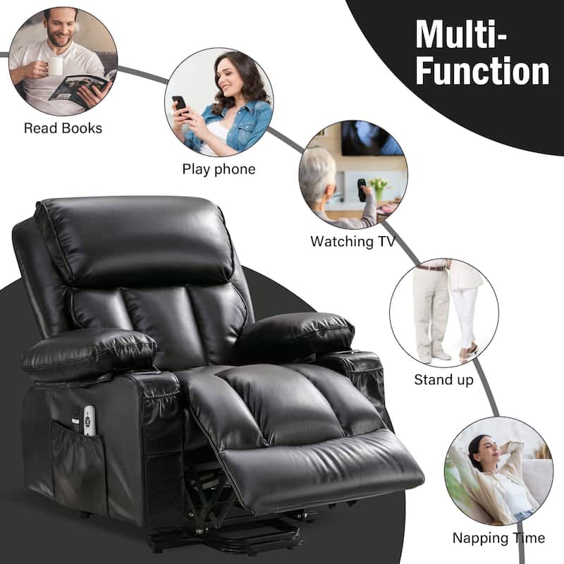 Power Electric massage lift lounge chair for the elderly, with heating and vibration functions,Fleece leather with USB