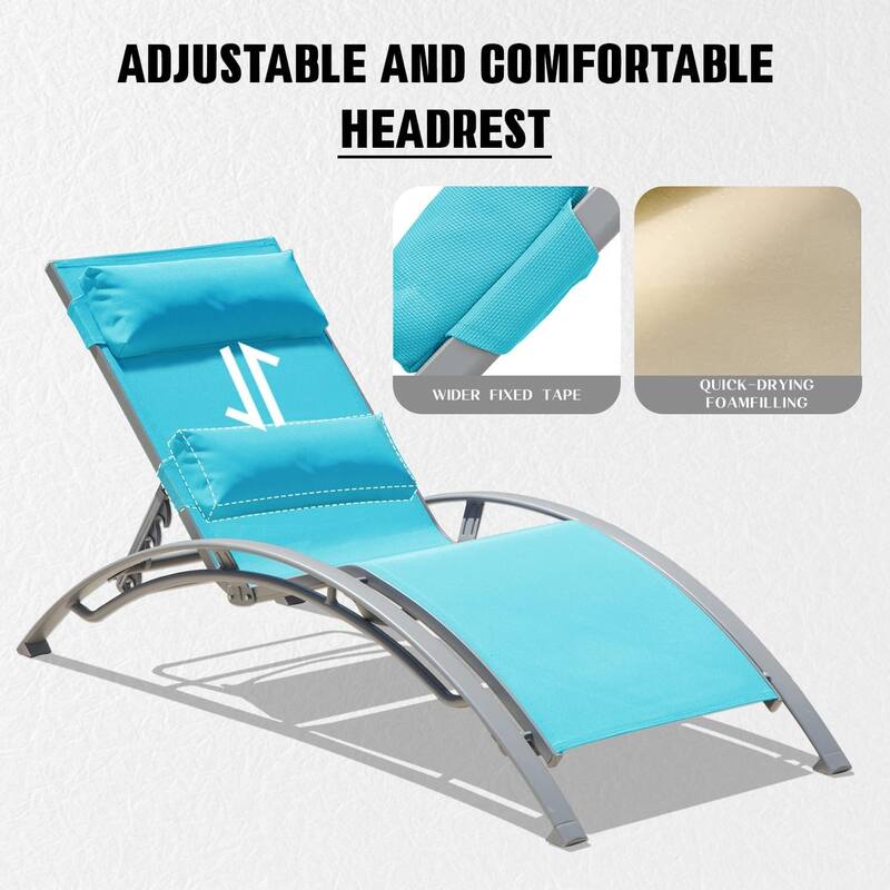 Outdoor Chaise Lounge Set of 2 Patio Recliner Chairs with Adjustable Backrest