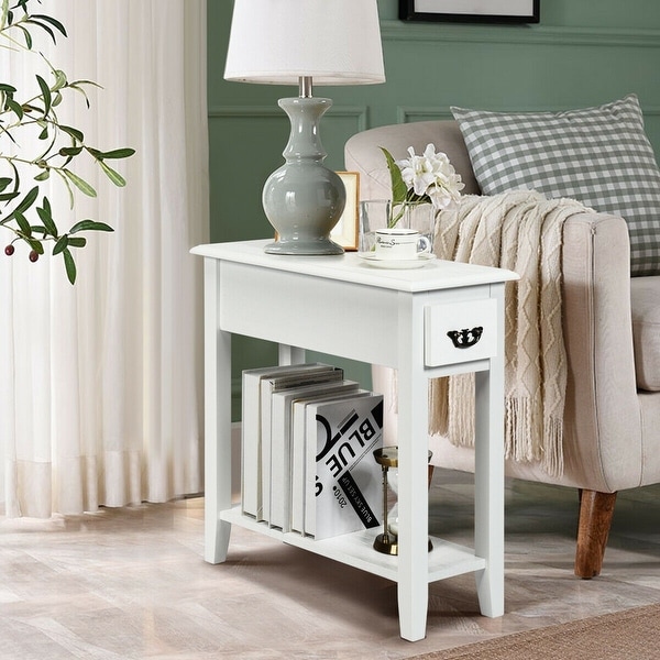 Narrow side table white sales