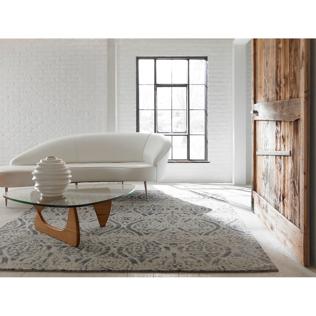 Transitional Multi-Colored Hand-Knotted Wool & Viscose Area Rug