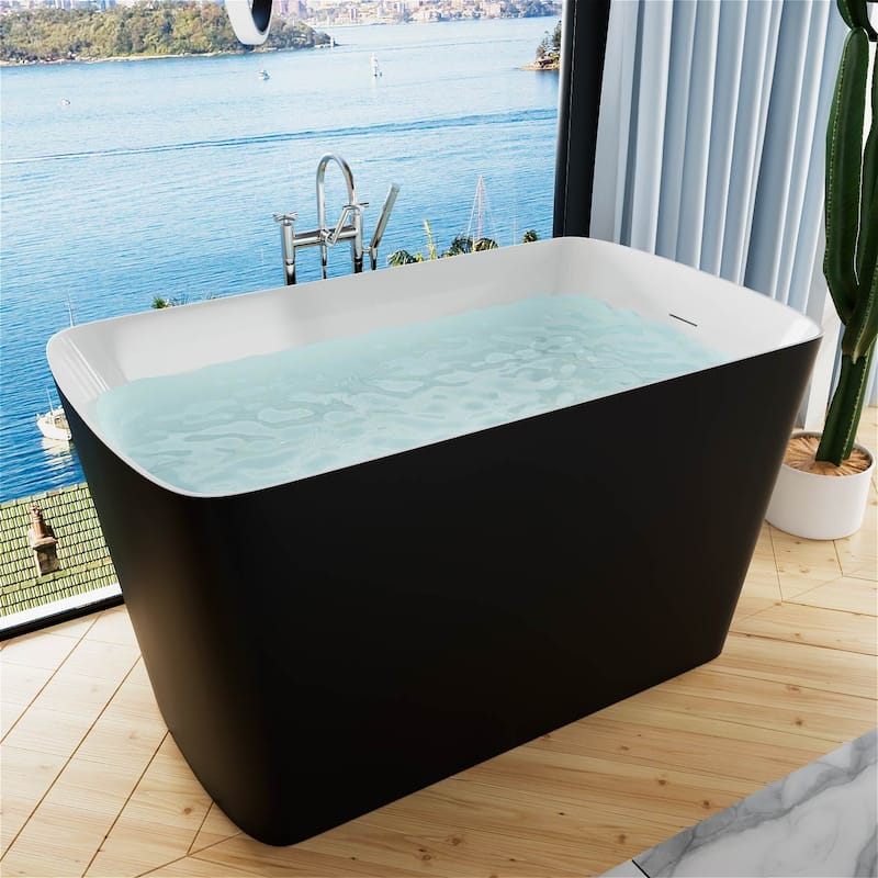 47" L x 27" W Freestanding Acrylic Small Japanese Soaking Bathtub without Seat