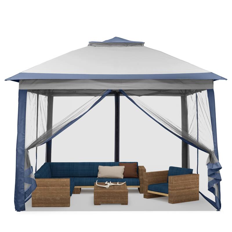 Ainfox 11x11ft Gazebo Outdoor Pop up Canopy with Mosquito Net and Carry Bag