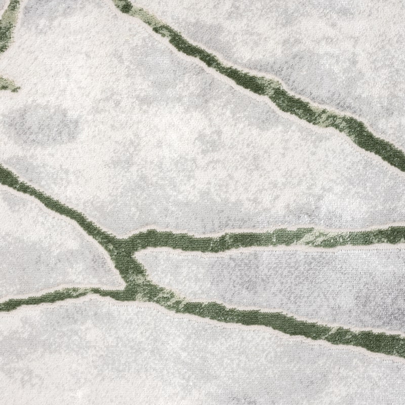 Abani Atlas Collection ATL200B Contemporary Web Grey Green Area Rug