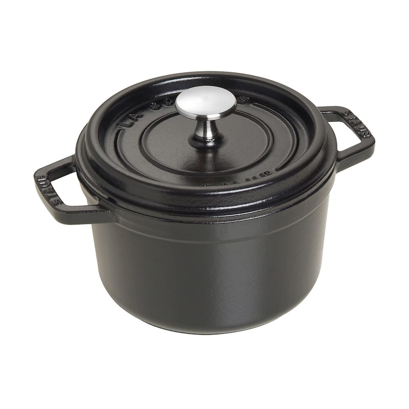 STAUB Cast Iron 1.25-qt Round Cocotte - Matte Black