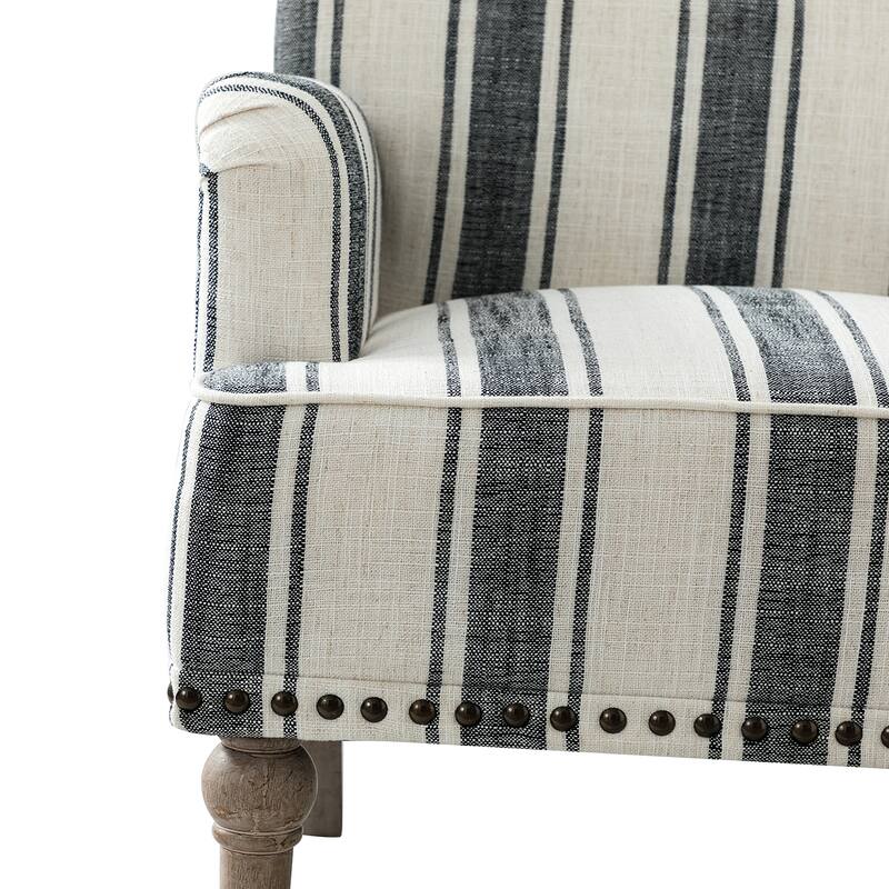Geltrude Classic Upholstered Striped Armchair With Nailhead Trim Set of