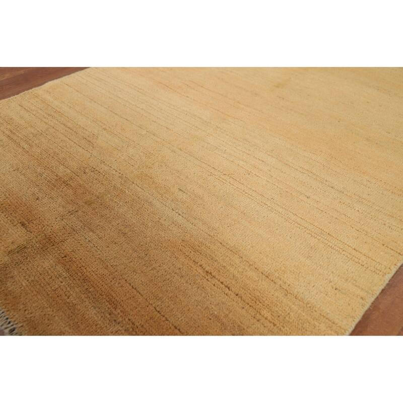 Yellow Modern Gabbeh Oriental Foyer Rug Hand-Knotted Wool Carpet - 3'4"x 4'11"