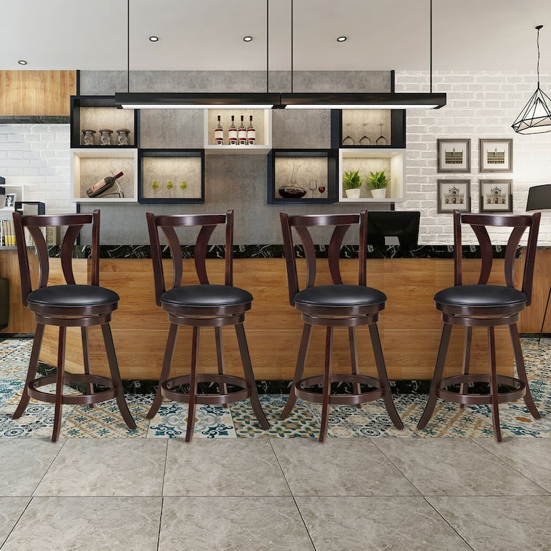 Gymax Set of 4 Swivel Bar stool 24'' Counter Height Leather Padded - See Details