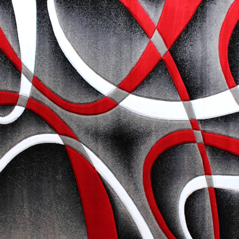 Modern Ribboned Design High-Low Pile Abstract Area Rug