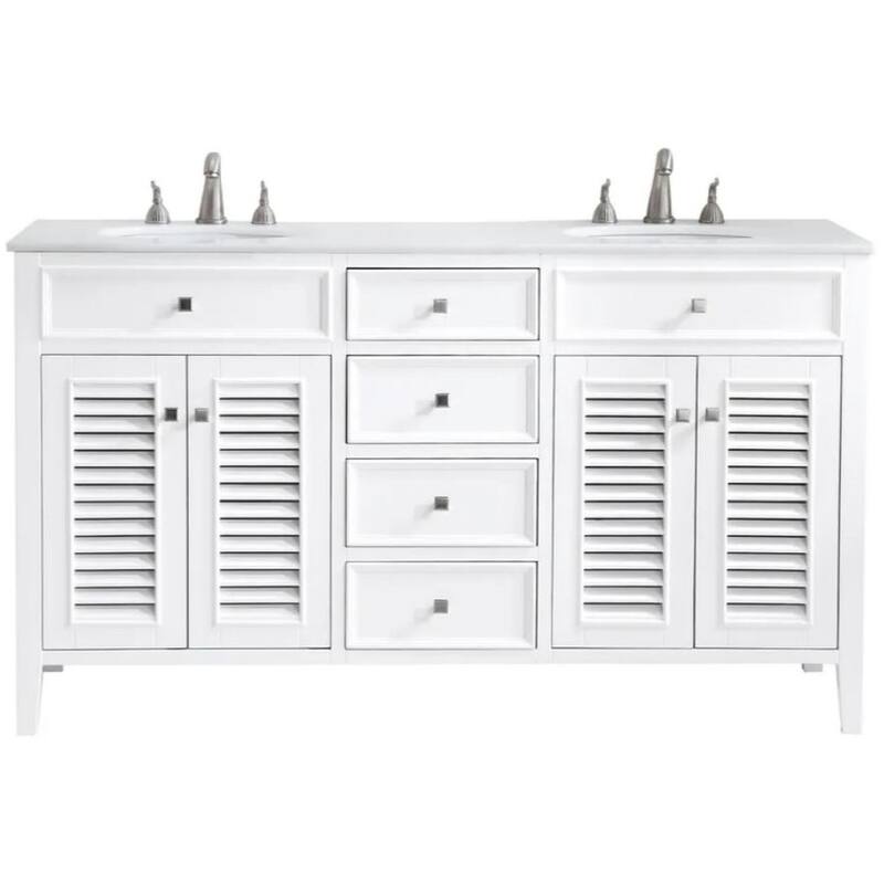 Elegant Lighting VF-1042-VW Cape Cod 60" Free Standing Double Basin - Antique White - Painted